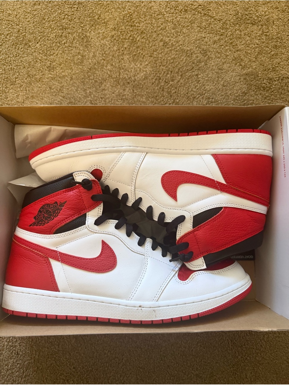 Jordan• 1 Retro High OG in White, University Red, Black